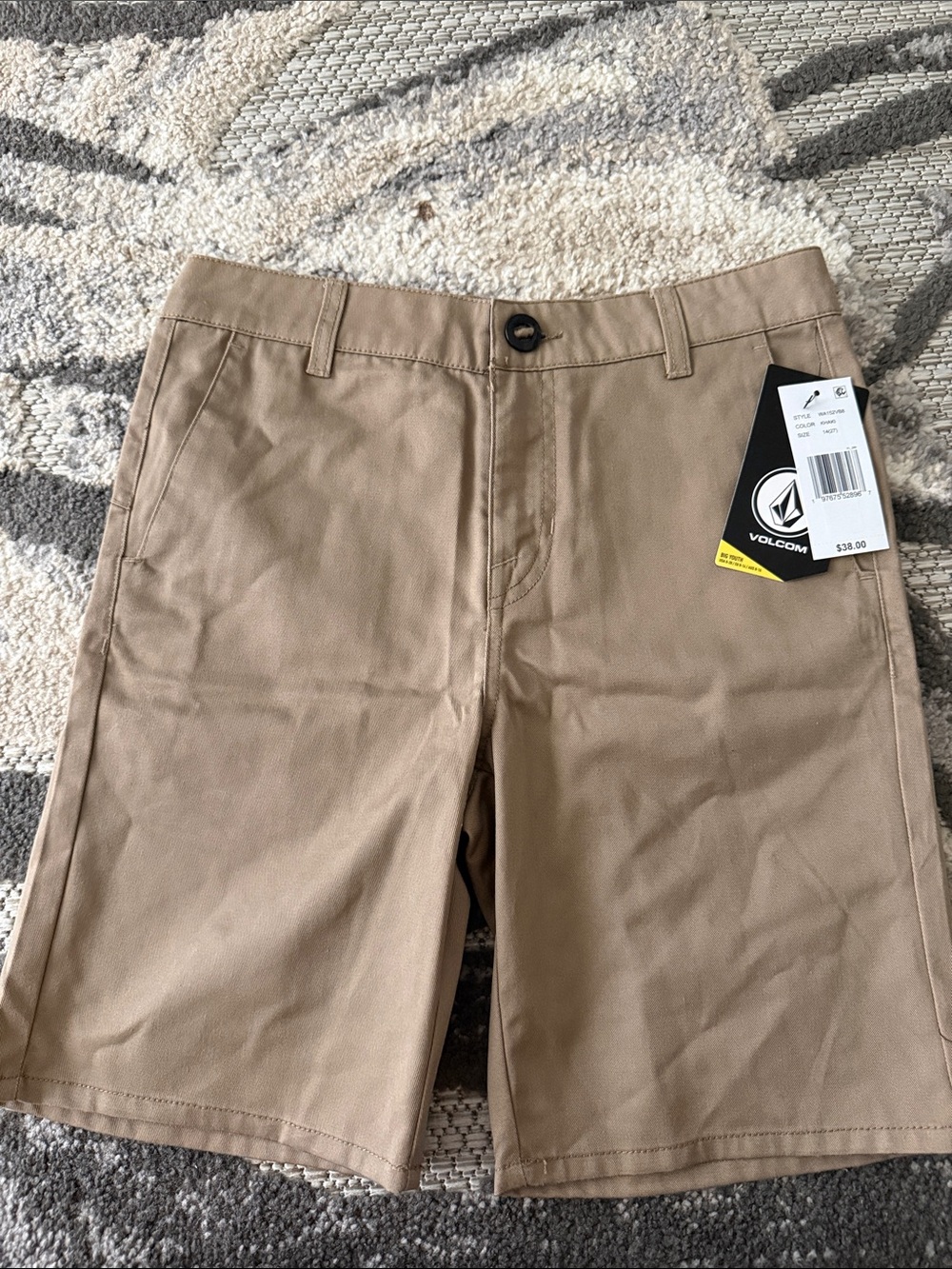 Volcom Kids Tan Flat-Front Chino Shorts